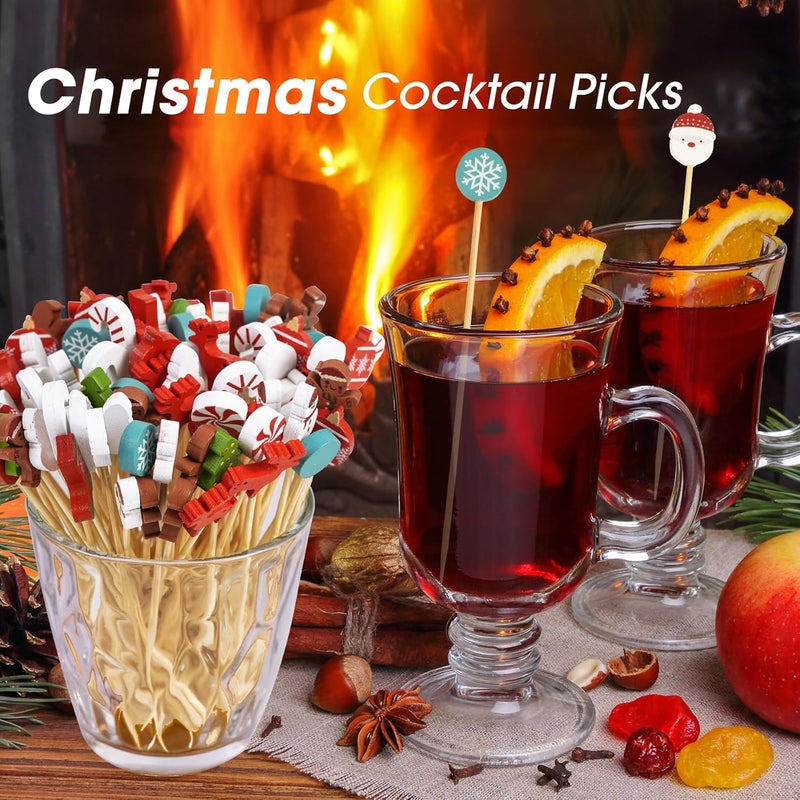 KFJBPB 100PCS Christmas Cocktail Picks 4.7 Inch, Fancy Toothpicks for Appetizers Xmas Tree Snowman Santa Decorative Party Toothpicks Food Sandwich Picks Fruit Skewers for Christmas Party Supplies - Image 4